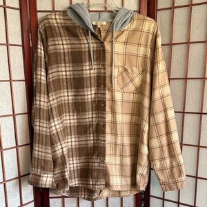 Stella Tweed Flannel Shirt Hoodie, Size L